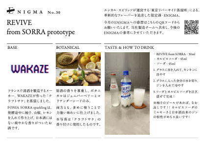 クラフト酒で造ったジン】REVIVE from SORRA prototype – エシカル クラフト酒で造ったジン】REVIVE from SORRA prototype – エシカル